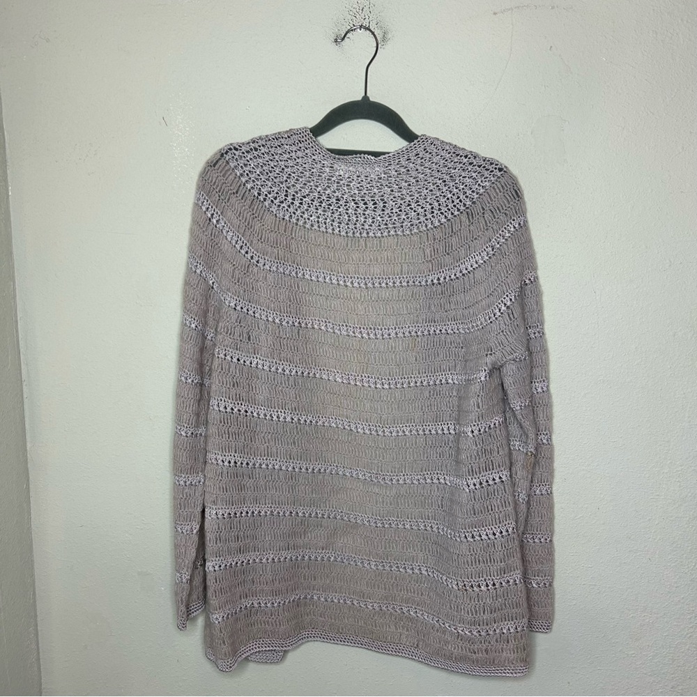 Snow Lotus Gray Knit Cardigan with Open-Front Design Medium - Picture 8 of 8